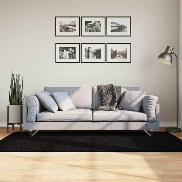 vidaXL Teppich HUARTE Kurzflor Weich und Waschbar Schwarz 100x200 cm 375112