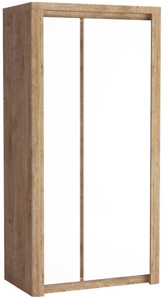 Kleiderschrank Livinio Drehtürenschrank 98x59x197cm Ribbeck Eiche weiß Hochglanz