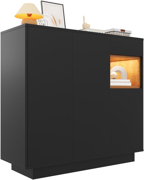 Schuhschrank, Mit Schublade verstellbaren Einlegeböden moderner Flur Platz für 14–18 Paar Schuhe, Holz, Schwarz/Holz,