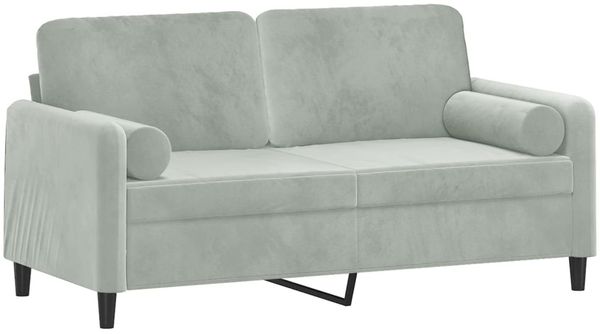 vidaXL 2-Sitzer-Sofa mit Zierkissen Hellgrau 140 cm Samt 3200881 Bild 3