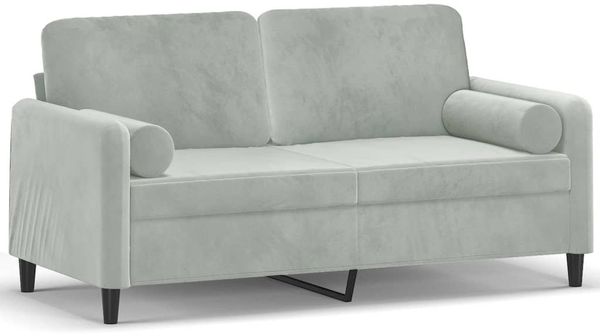 vidaXL 2-Sitzer-Sofa mit Zierkissen Hellgrau 140 cm Samt 3200881 Bild 2