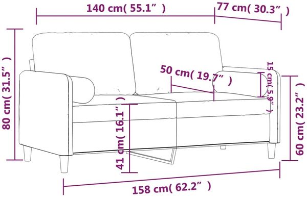 vidaXL 2-Sitzer-Sofa mit Zierkissen Hellgrau 140 cm Samt 3200881 Bild 8