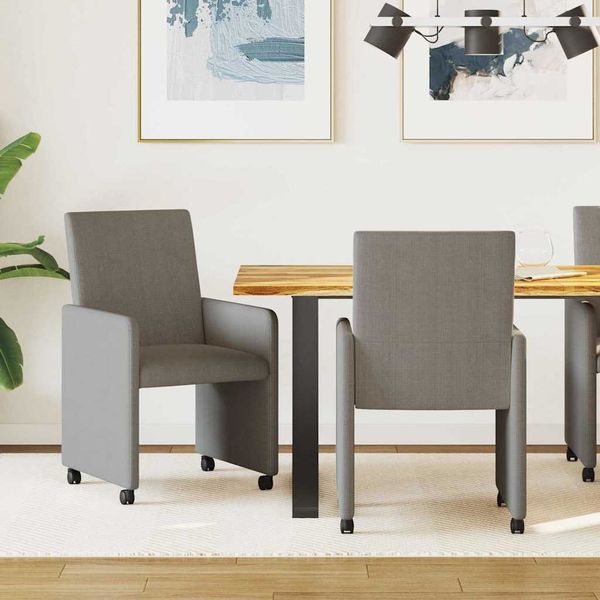 vidaXL Esszimmerstühle mit Rollen 2 pcs Hellgrau 57 x 66 x 94 cm 42017801