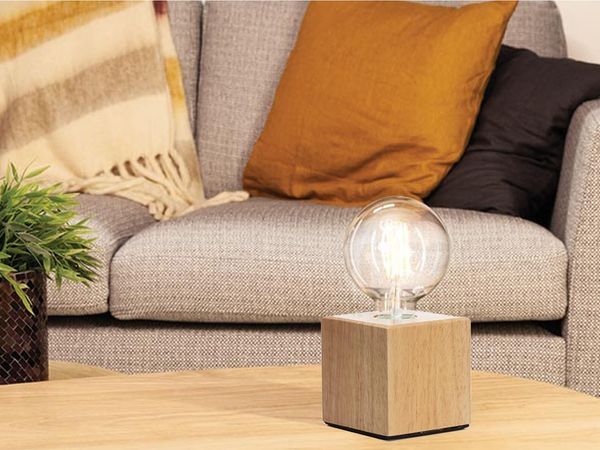 Vellight Dekorativer Lampenfu - Eiche - Wrfelform - E27