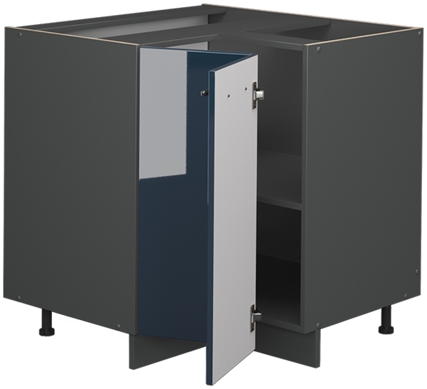 Eckunterschrank Fame-Line Dunkelblau Hochglanz 80.5 cm , AP Eiche Vicco