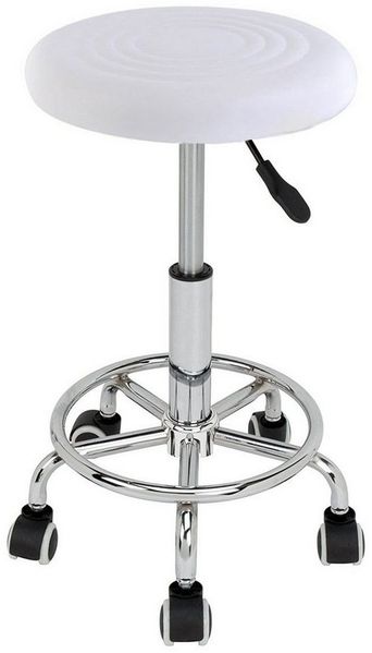 Ergonomie rollbarer Arbeitshocker Drehhocker Barhocker Praxishocker Rollhocker höhenverstellbar, weiß