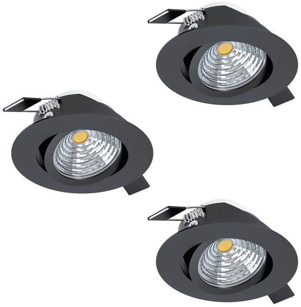 Eglo 900747 Einbauleuchte SALICETO LED 3X6W Alu schwarz 2700K H:4. 2cm Ø8. 8cm dimmbar