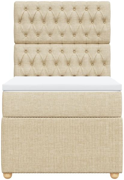 vidaXL Boxspringbett mit Matratze Creme 90x200 cm Stoff 3294251 Bild 6