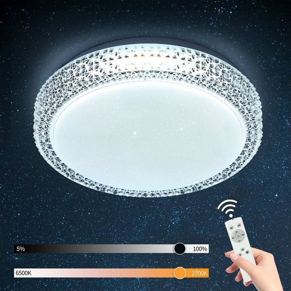 ZMH LED Deckenleuchte Sternenhimmel Dimmbar Ø30cm Modern mit Fernbedienung Schlafzimmer, 3 Farbtemperaturen, LED fest integriert, 3000-6500K