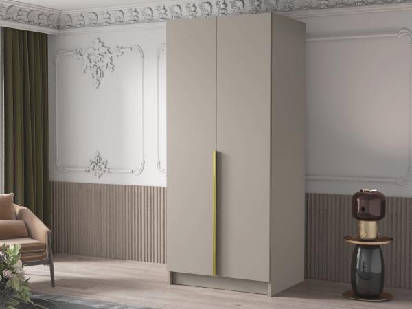 Drehtürenschrank Borton I, Kleiderschrank mit 2 Türen (Farbe: Cashmere / Cashmere + Gold)