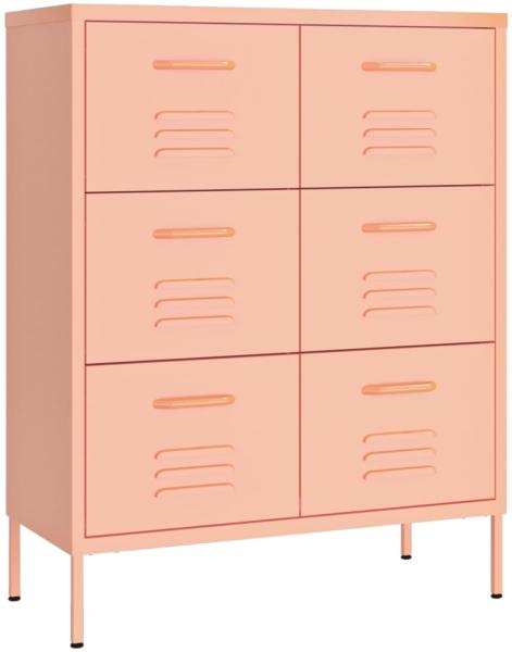 vidaXL Schubladenschrank Rosa 80x35x101,5 cm Stahl 336148