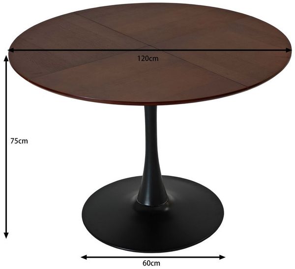 Celya Esstisch 120CM Moderner Runder Esstisch,Vier Patchwork Tischplatten (Metallfuß Esstisch, Beistelltisch Freizeit Couchtisch)