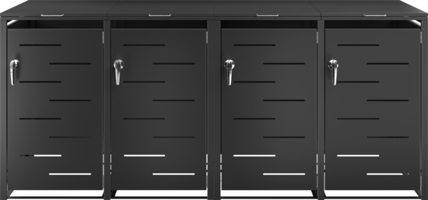 STEELSØN 'Diorus' Mülltonnenbox für 4 Tonnen je 240 Liter, graphitschwarz, Mülltonnenverkleidung aus Stahl mit Sichtstreifen, wetterfest, 116x80x268 cm, abschließbare Müllbox Bild 7