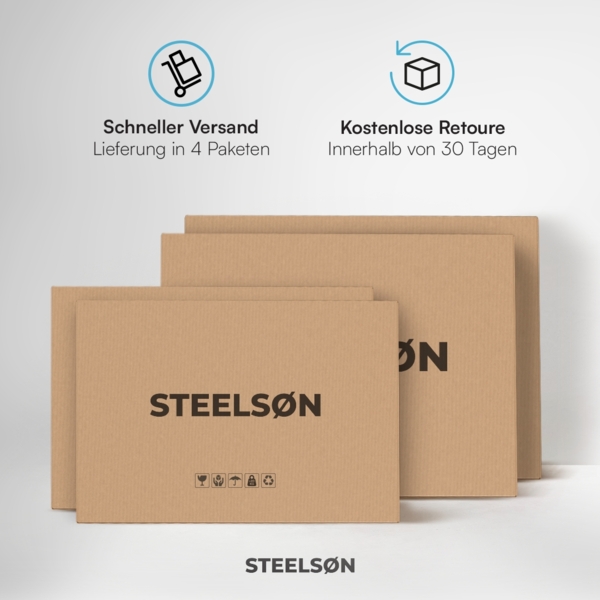 STEELSØN 'Diorus' Mülltonnenbox für 4 Tonnen je 240 Liter, graphitschwarz, Mülltonnenverkleidung aus Stahl mit Sichtstreifen, wetterfest, 116x80x268 cm, abschließbare Müllbox Bild 6