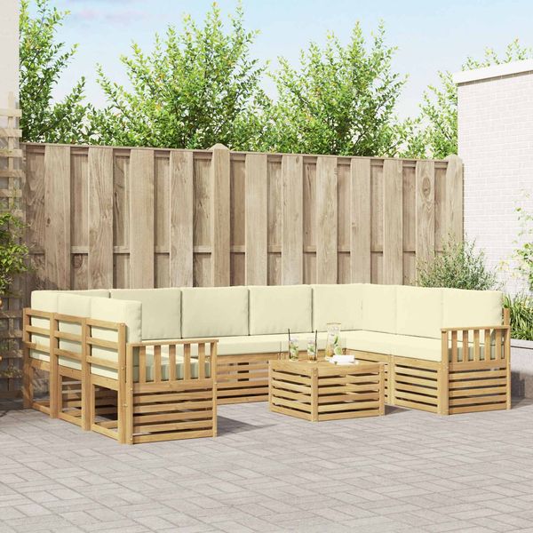 vidaXL Outdoor-Sofagarnitur 8 pcs Weiß und Creme 59 x 59 x 37 cm 3392535