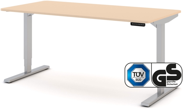 ASSMANN Elektrisch höhenverstellbarer Schreibtisch Y-Line Curved 120x70cm Sand Weißaluminium Metall Holz