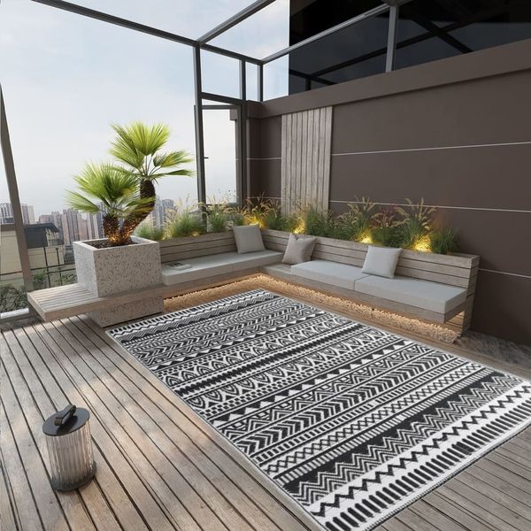 vidaXL Outdoor-Teppich ARAKIL Schwarz 190x290 cm PP 316924
