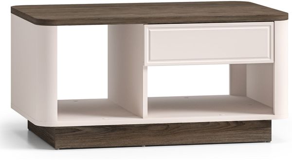 Selsey 'Vilavio' Couchtisch mit Schublade & offenen Fächern, Kaschmir/Eicheoptik Dunkel, 90x60 cm