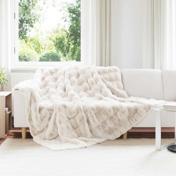vidaXL Rutschfeste Decke aus Kunstkaninchenfell Olite Weiß Polyester 42021843