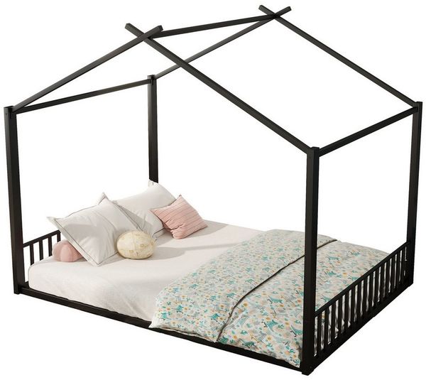 Flieks Metallbett, Doppelbett Hausbett Kinderbett 140x200cm mit Lattenrost