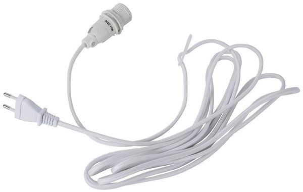 Lampenfassung E14 -Lacy mit Stecker, weiß, Textilkabel, 350cm