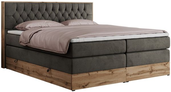 MKS MÖBEL Boxspringbett AMORE KING (Set, T30-Schaum, Topper T25/Visco, fünf Matratzen, zwei Bettkästen), mit Multipocket Matratzen, Boxspringbett, mit Möbelplatten