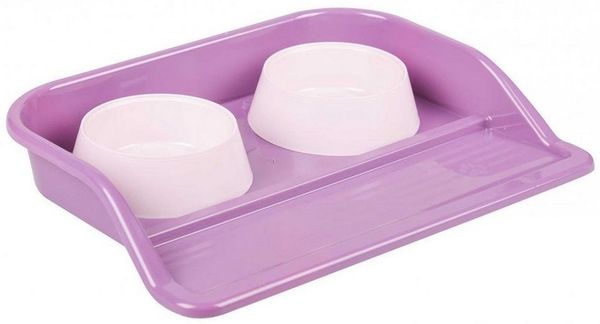Set 2x 0,3L Futternapf Fressnapf Wassernapf Futternapfunterlage Katze Hund lila-rosa