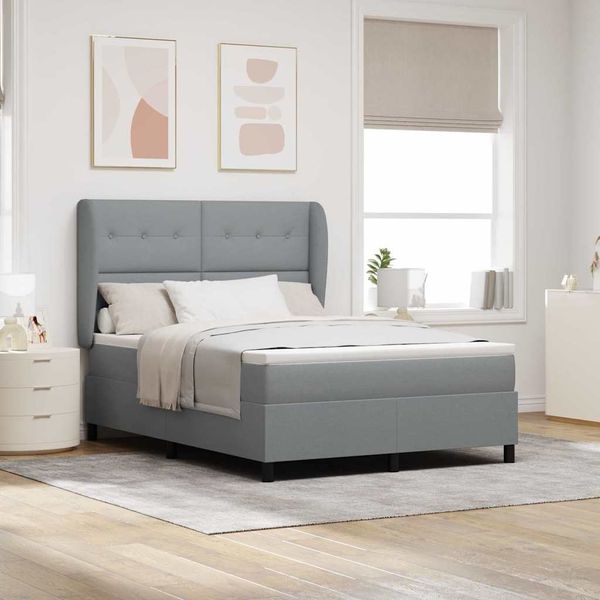 vidaXL Boxspringbett mit Matratze Hellgrau 140 x 190 cm Stoff 3340557