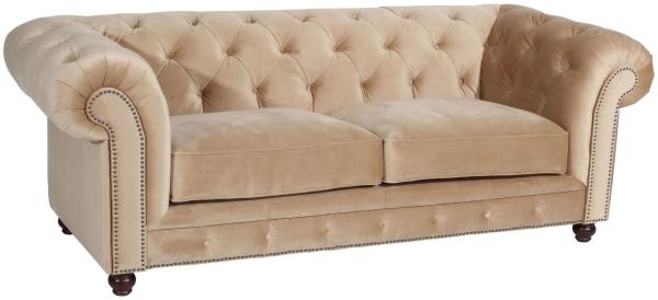 Sofa 2,5-Sitzer Kathe Bezug Samtvelours Buche nussbaum dunkel / sand 22493