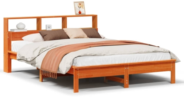 vidaXL Massivholzbett ohne Matratze Wachsbraun 150x200 cm Kiefernholz 3309736