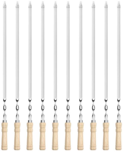 QUBEBU Grillspieß Edelstahl Grillspieße 10 Stück 55cm Schaschlik Spieße Wiederverwendbar (Flache 2 mm Spieße, 55cm Lang und 11mm Breit, 10-St, für BBQ Fleisch, Gemüse & Kebab, Perfekt für Grill, Barbecue & Camping), Fleischspieße, Schaschlikspieße, Man...