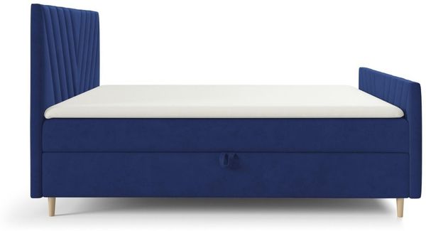 Boxspringbett Schlafzimmerbett CARLITO PREMIUM 120x220cm Stoff Fresh Dunkelblau Bild 3
