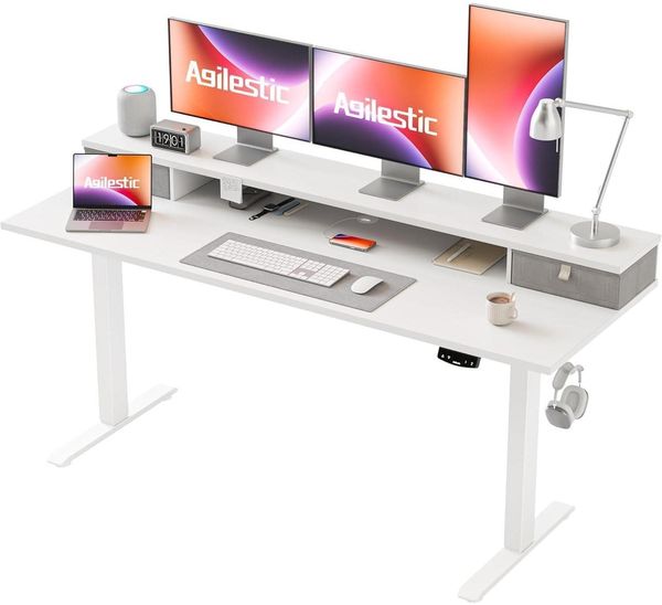 Höhenverstellbarer Schreibtisch mit 2 Schubladen, Elektrisch, 160 x 60