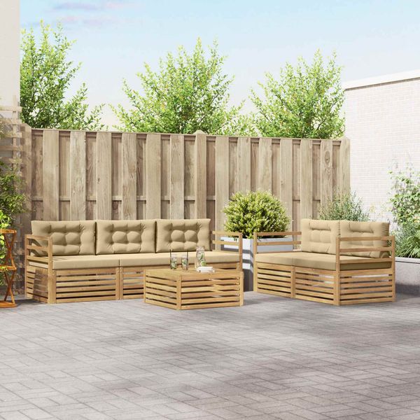 vidaXL Outdoor-Sofagarnitur 6 pcs Weiß und Beige 3390028