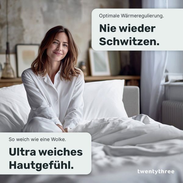 twenty:three® Bettbezug Lyocell Deckenbezug Pure White, Atmungsaktiv, Ultraweich, 100% TENCEL™ Lyocell