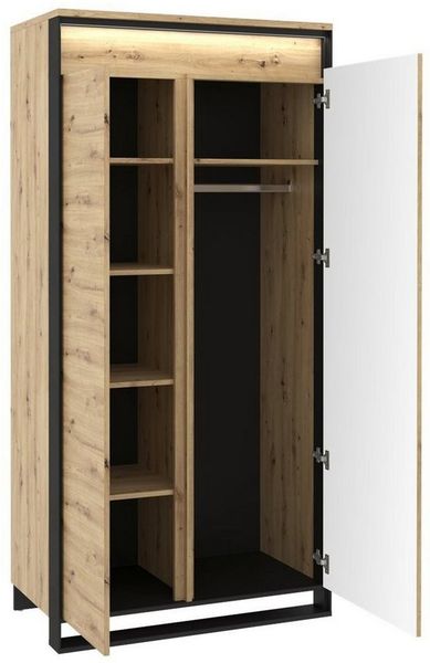 Compleo Kleiderschrank LIMA Push to open Funktion, LED-Beleuchtung, 2-Drehtüren