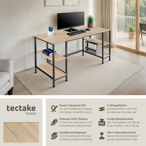 tectake Schreibtisch Computer-Schreibtisch (1-St, 1 tlg), Geradlinig designter Schreibtisch im typischen Industrie-Stil