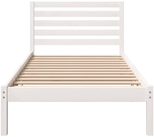 vidaXL Bettrahmen mit Kopfteil Weiß 90 x 190 cm Massives Kiefernholz 872270 Bild 4