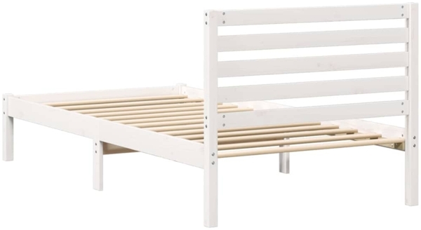 vidaXL Bettrahmen mit Kopfteil Weiß 90 x 190 cm Massives Kiefernholz 872270 Bild 6
