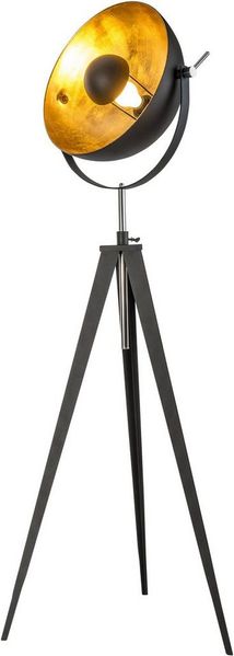 OTTO home Stehlampe Elenoire, ohne Leuchtmittel, Höhe verstellbar, schwarz / goldfarben, Metallschirm Ø 40 cm
