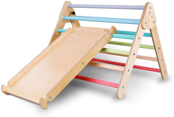 Tissi Piklerdreieck / Kletterdreieck mit Tissi Rutsche mit Kletterwolken Pastel bunt