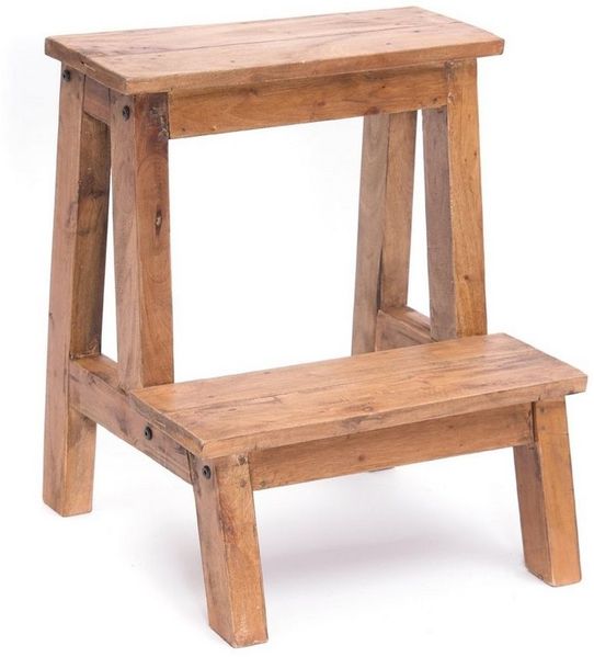 DESIGN DELIGHTS Regal PFLANZEN HOCKER "FICUS", Altholz massiv Holz, 2 Stufen, Blumentreppe