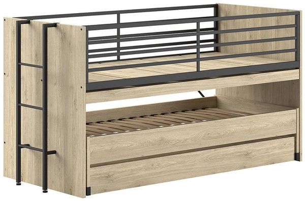 Halbhohes Bett SAM 219 x 116,6 x 98 cm Eiche Melamin Dekor