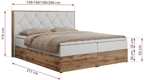 Boxspringbett, Schlafzimmerbett, Bettkasten - VENETO - 140 x 200 cm - Weiß Kunstleder - H4 Bild 5