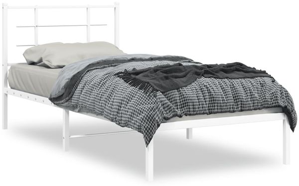 Einzelbettgestell Design für Erwachsene mit Kopfteil Metall Weiß 90x190 cm d2985e