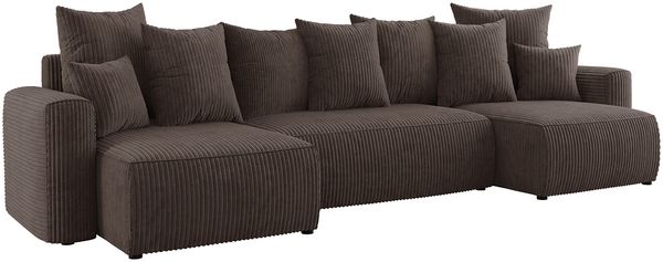 MEBLINI Schlafcouch mit Bettkasten - 312 x 142 x 73 cm - Dunkelbraun Cordstoff - DAVE - Ecksofa mit Schlaffunktion - Sofa mit Relaxfunktion und Kopfstützen - Couch U-Form - Eckcouch - Wohnlandschaft