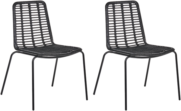 Esszimmerstuhl 2er Set TAOS Rattan Schwarz