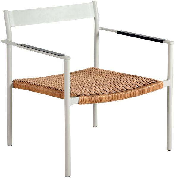 Gartensessel DK mit Armlehne aus Aluminium und Kunstrattan, modern skandinavisch, hellgrau, stapelbar