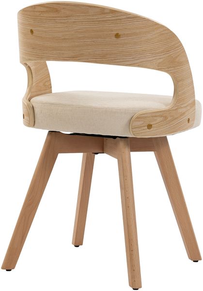 Flieks Esszimmerstuhl 2er Set, 360° drehbar, Buchenholz & beige Kissen Bild 10