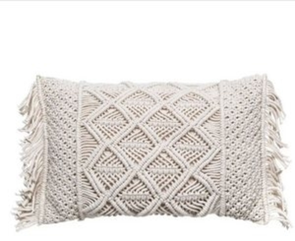 Home-trends24. de Dekokissen Kissen Makramee Creme Beige Kissenbezug Dekokissen Zierkissen Bild 6